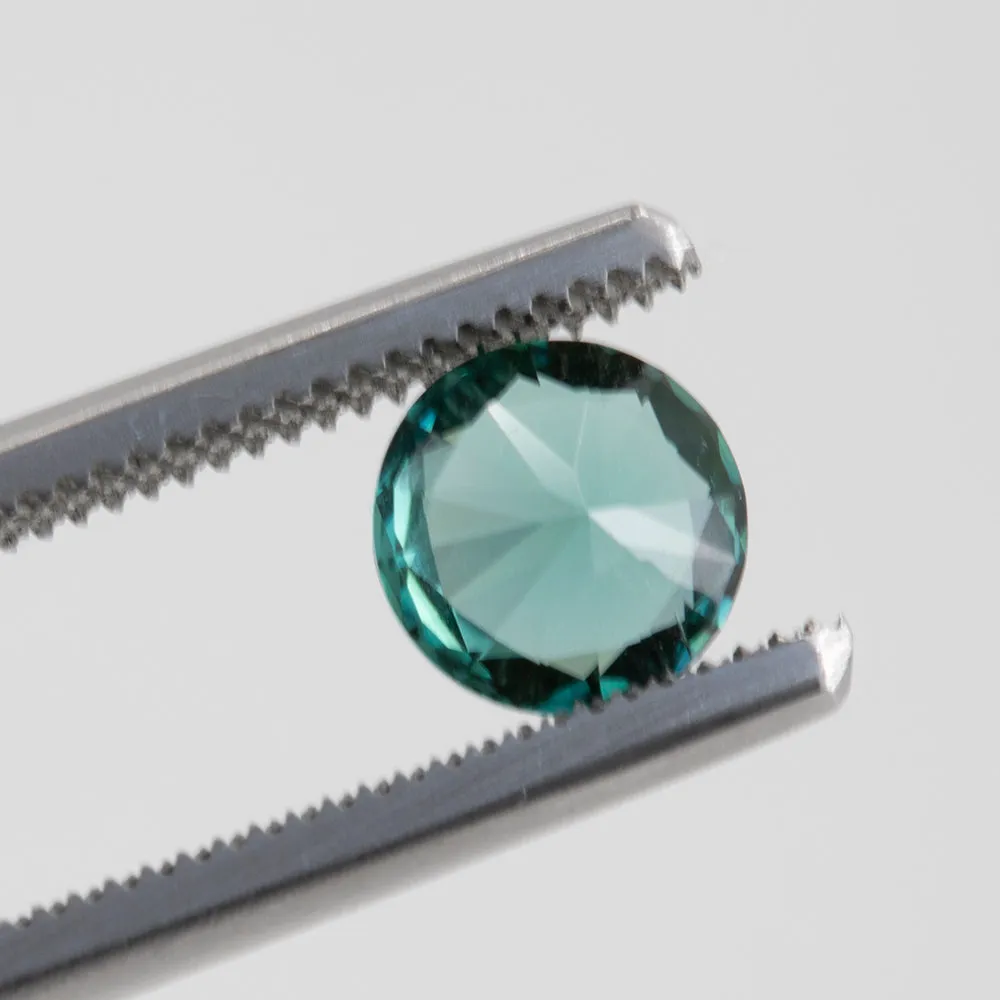 1.08CT ROUND TOURMALINE, TEAL, UNHEATED, 6.5X6.51MM