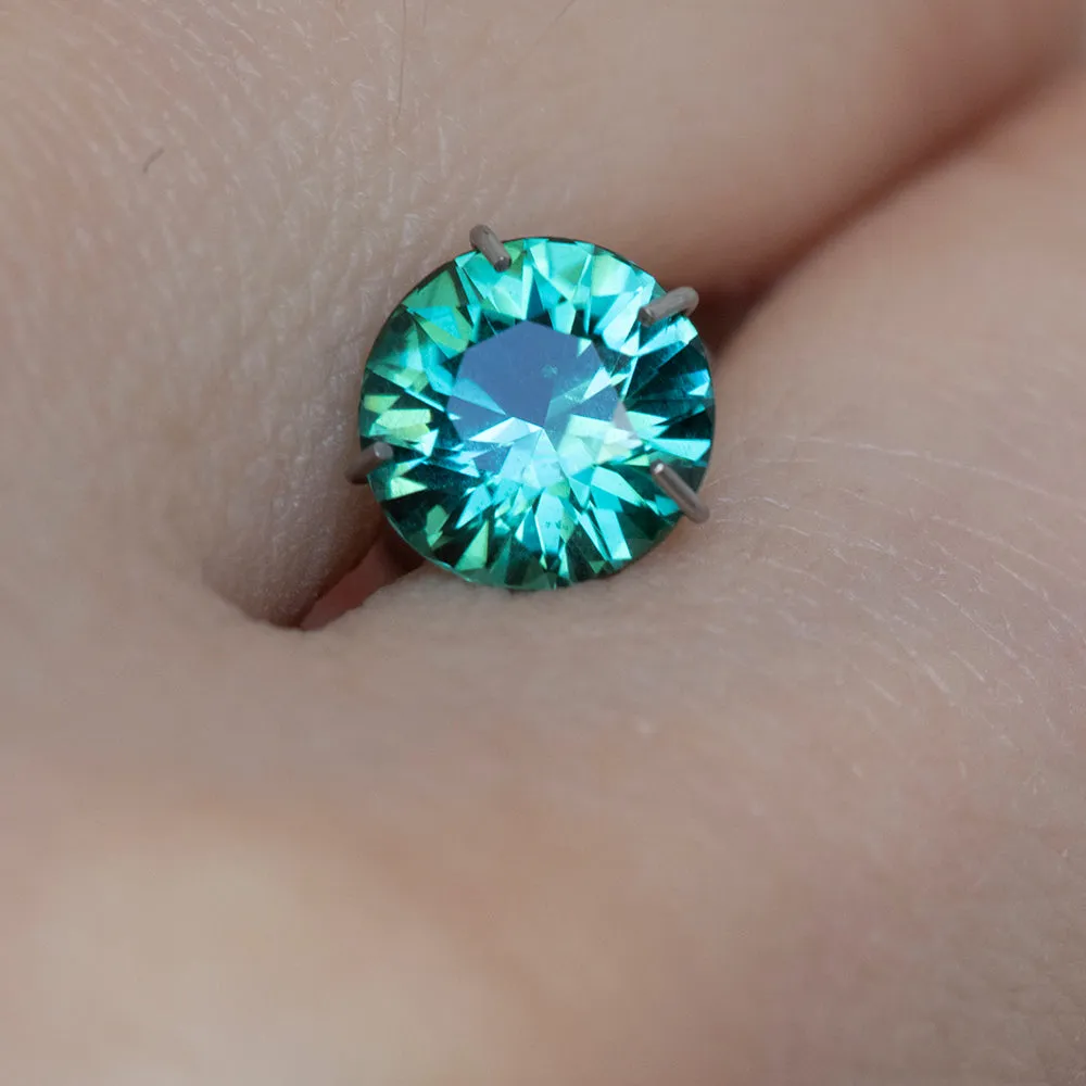 1.08CT ROUND TOURMALINE, TEAL, UNHEATED, 6.5X6.51MM