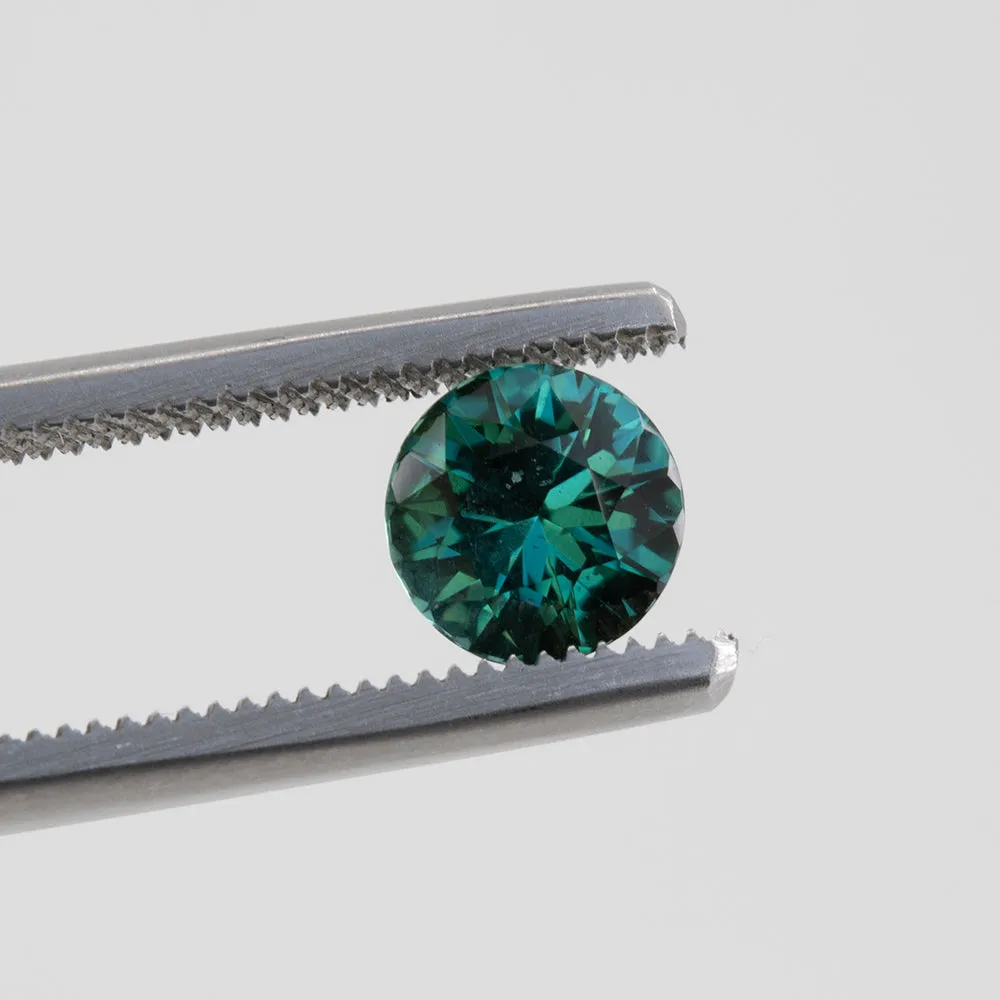 1.08CT ROUND TOURMALINE, TEAL, UNHEATED, 6.5X6.51MM