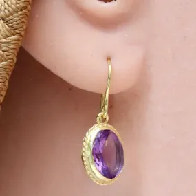 14k Classic Oval Amethyst Earrings