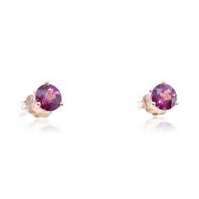 14K YELLOW GOLD 5MM RHODOLITE GARNET STUD EARRINGS