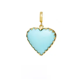 14K Yellow Gold Turquoise Heart Pendant