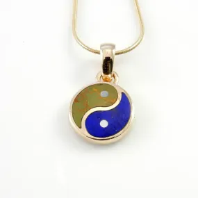 14kt Gold Turquoise Lapis Turquoise Yin Yang Pendant