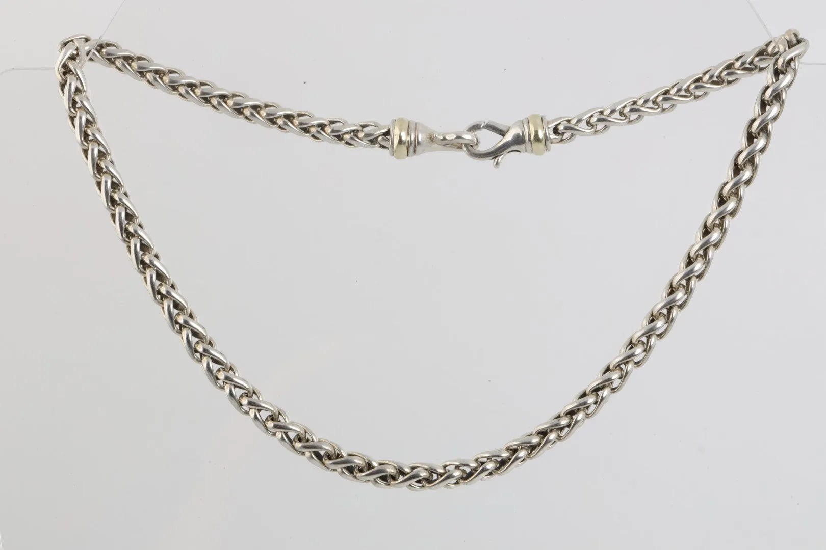 16" David Yurman 925 Silver & 14k Yellow Gold Wheat Chain Necklace (54.61g.)