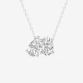 1.95 TCW Pear & Oval Moissanite Diamond Two Stone Necklace