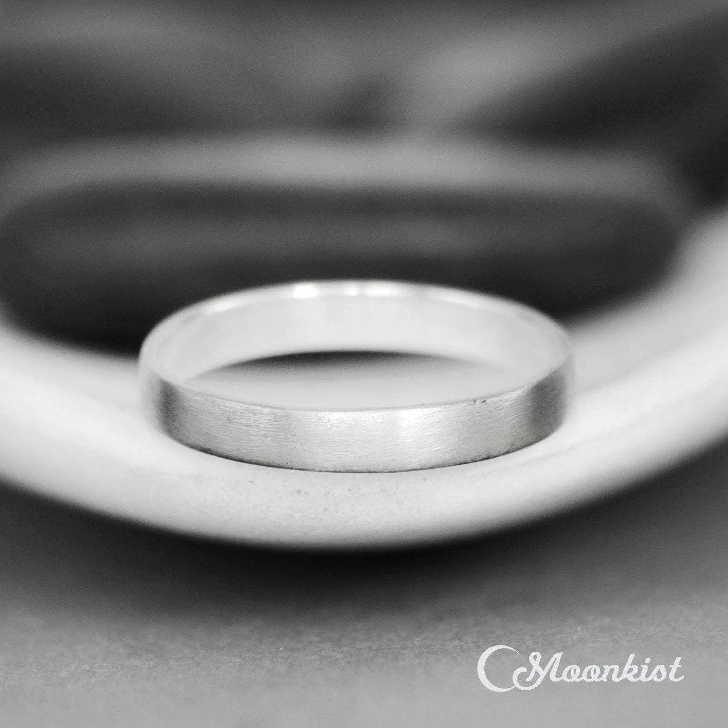 3 mm Silver Comfort Fit Flat Womens Wedding Band | Moonkist Designs