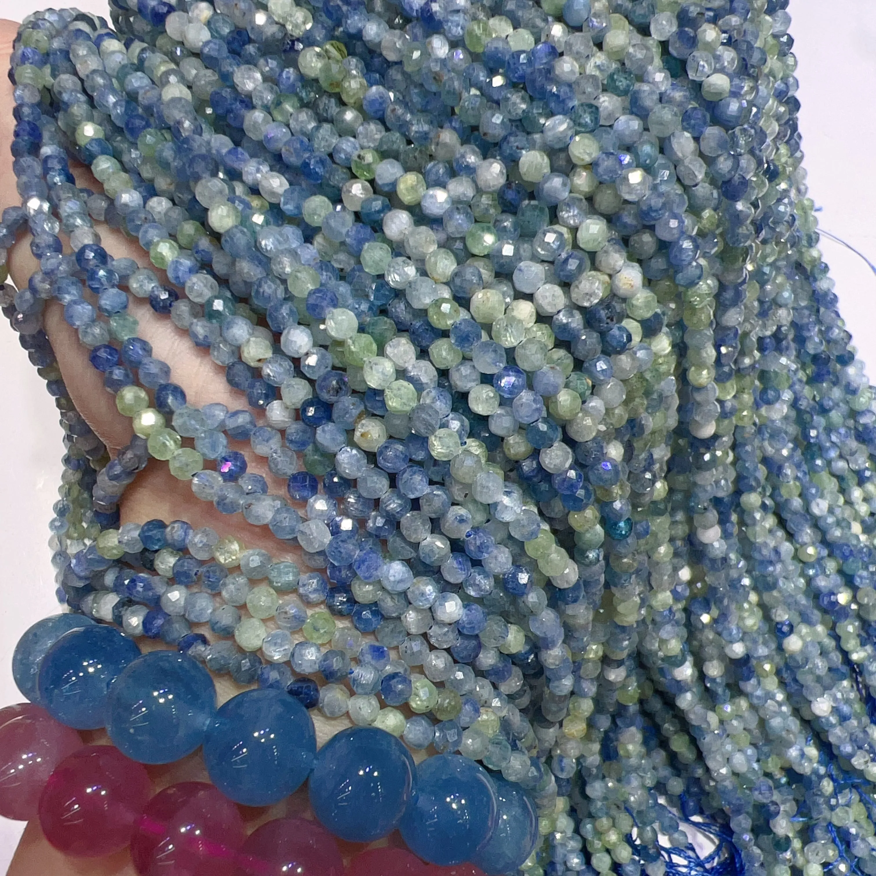 4mm Natural Faceted Kyanite Round Bead Strands for DIY Jewelry Project