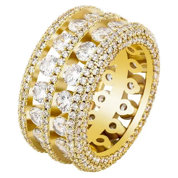 5 Row Diamond Band Ring in Yellow Gold