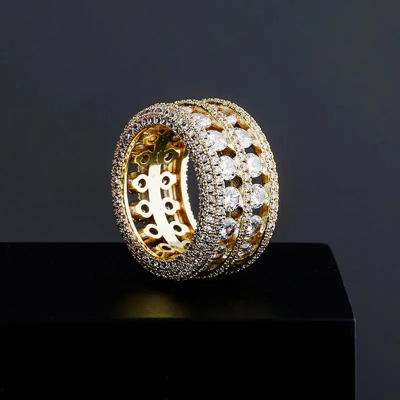 5 Row Diamond Band Ring in Yellow Gold