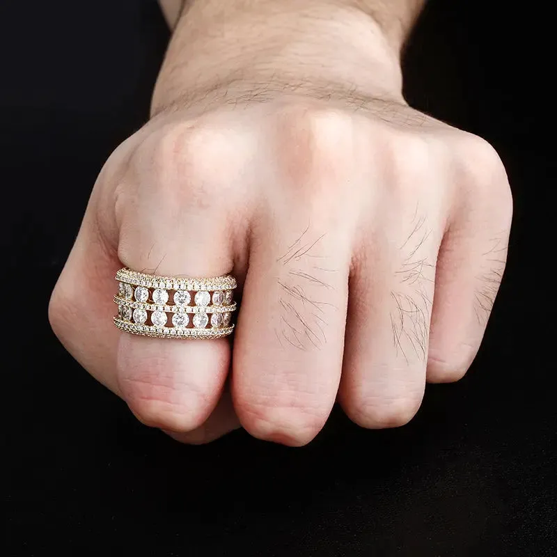 5 Row Diamond Band Ring in Yellow Gold