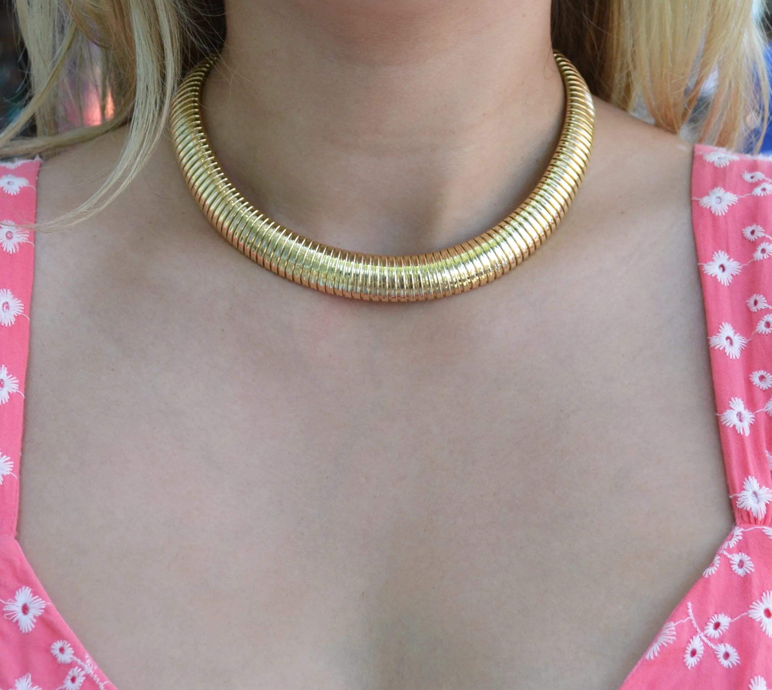 AFJ Gold Collection - Tubogas Necklace, 18k Yellow Gold