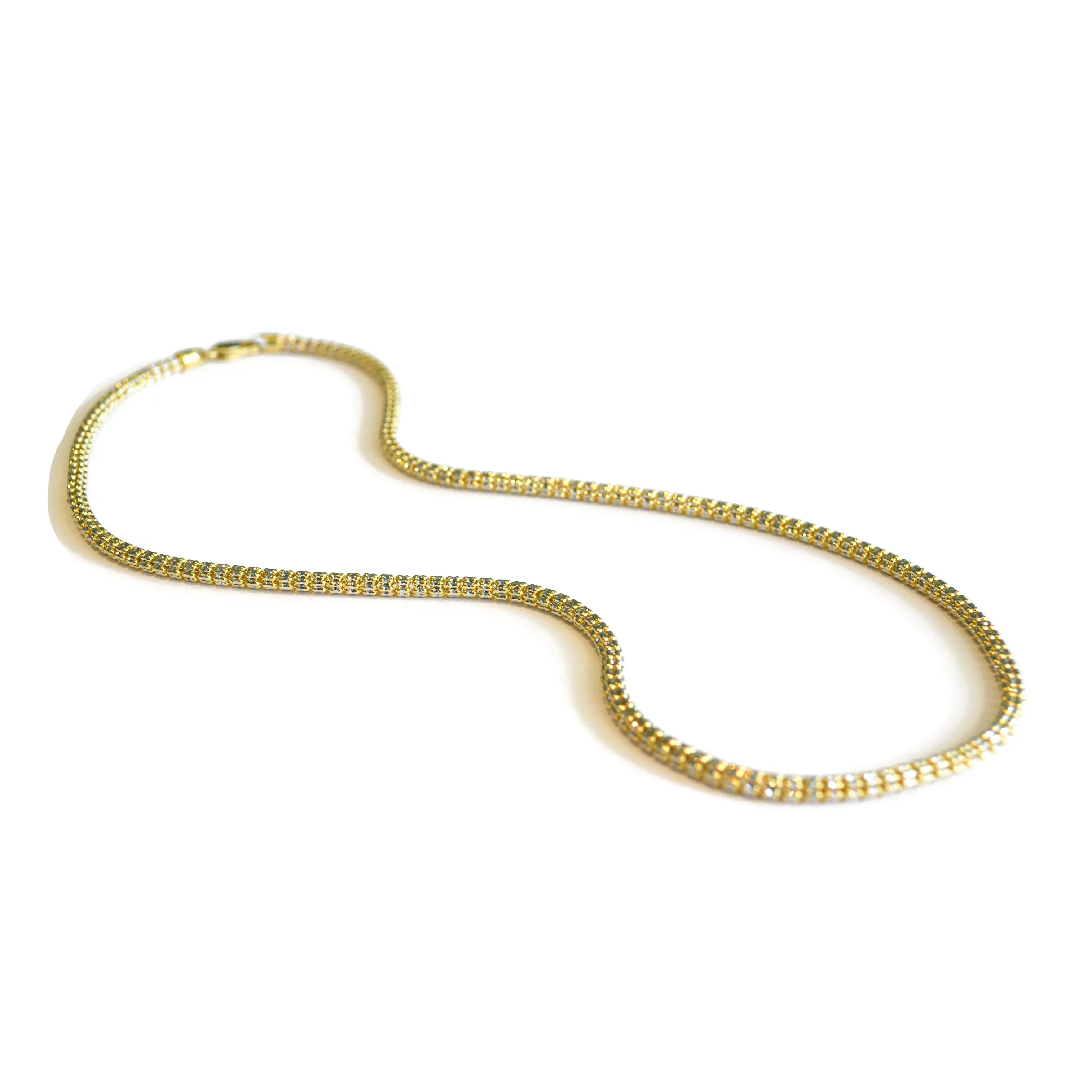 AFJ Gold Collection - Yellow and White Gold Necklace, 20 - 4 mm