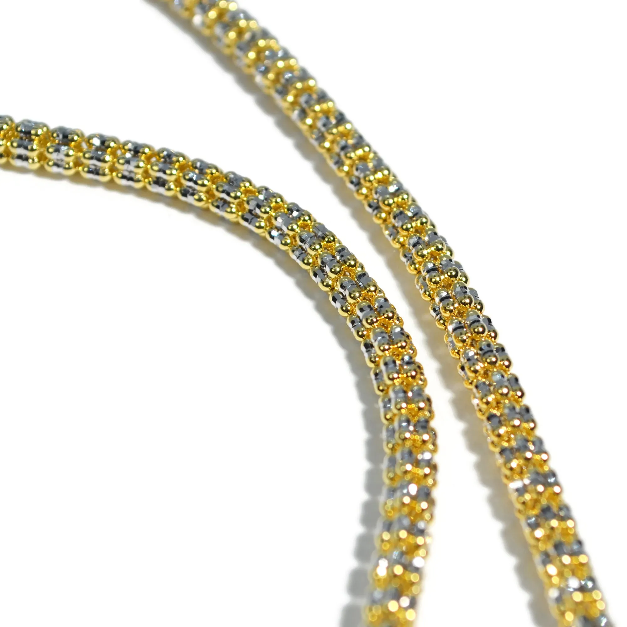 AFJ Gold Collection - Yellow and White Gold Necklace, 20 - 4 mm