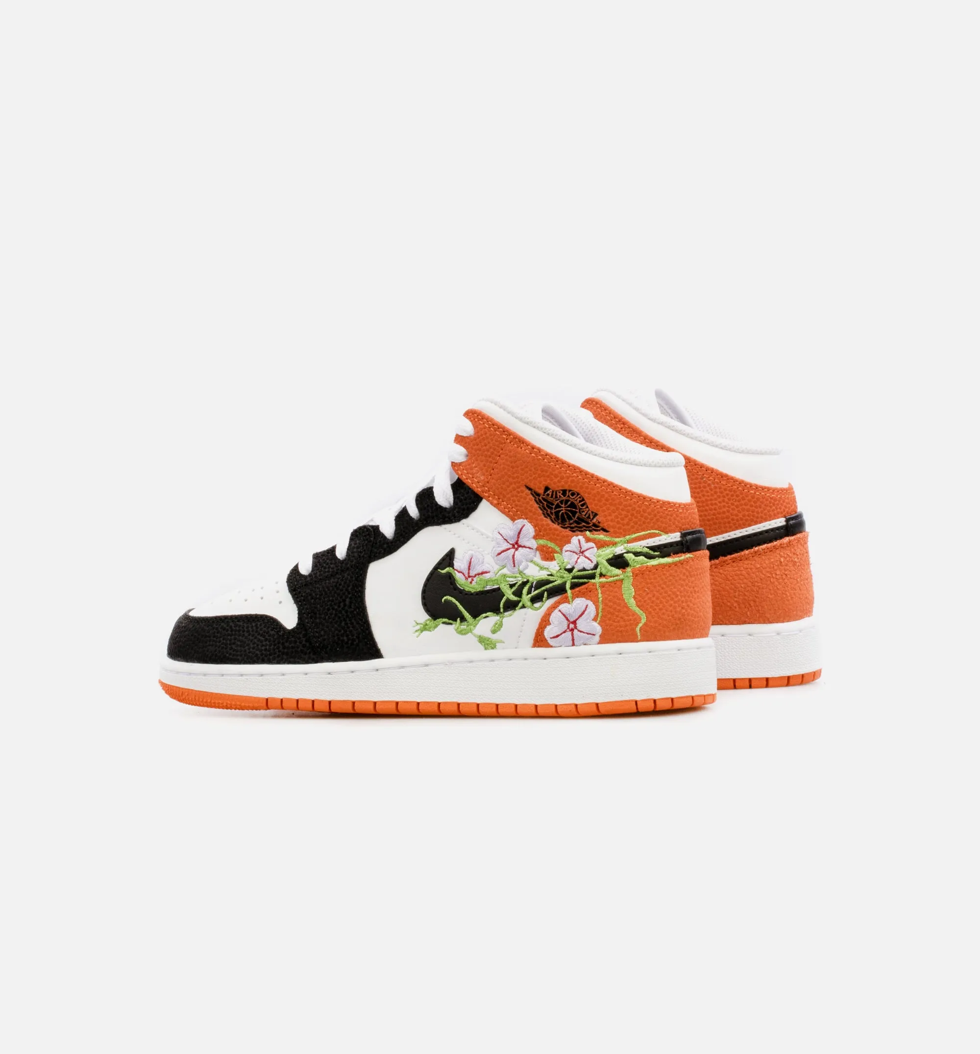 Air Jordan 1 Mid Grade School Lifestyle Shoe - Orange/Black