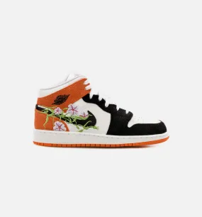 Air Jordan 1 Mid Grade School Lifestyle Shoe - Orange/Black