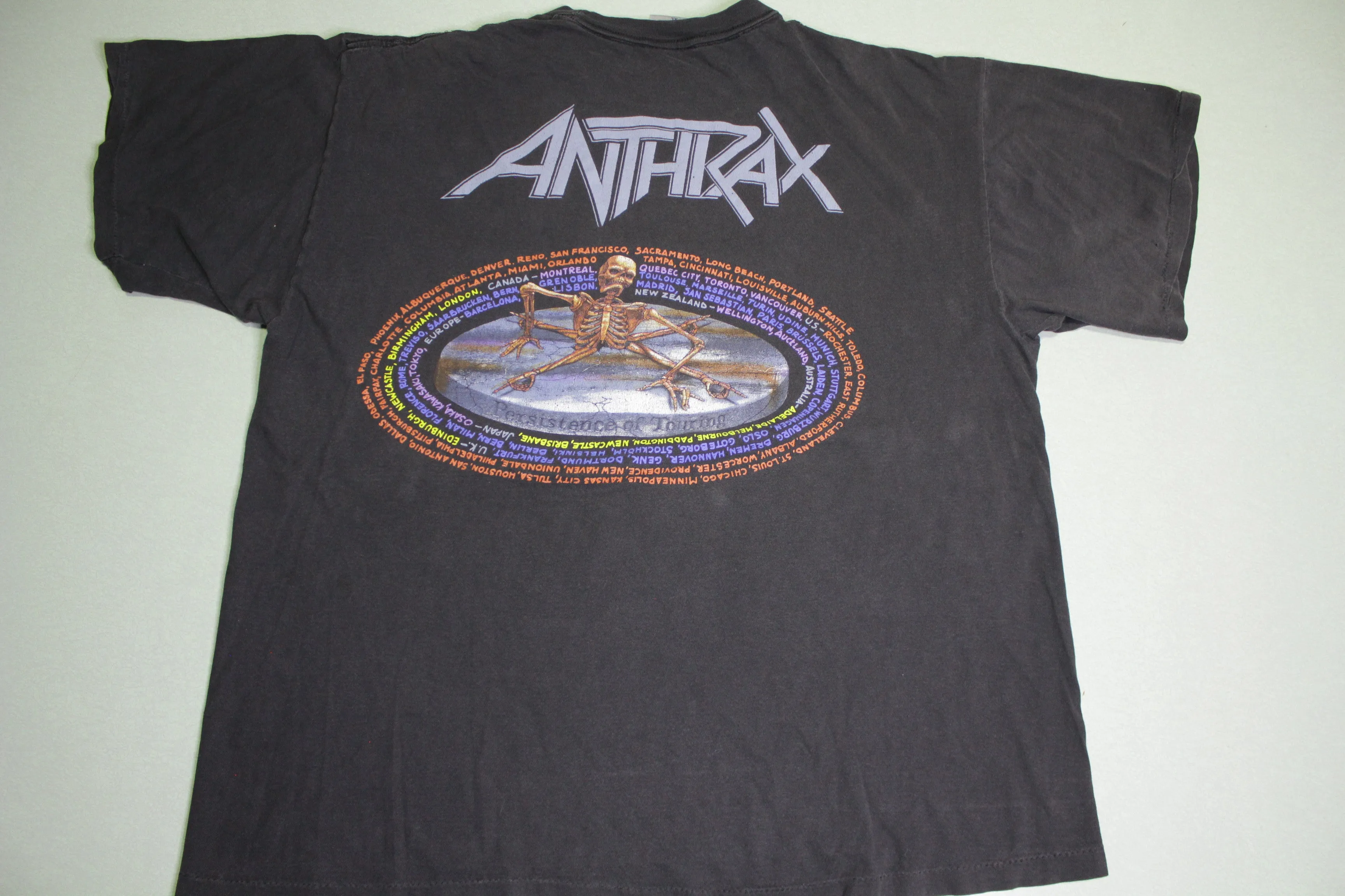 Anthrax Persistance of Time 1990 Vintage Brockum Concert Cities Single Stitch USA Made T-Shirt