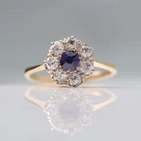 Art Deco Sapphire And Diamond Cluster Ring