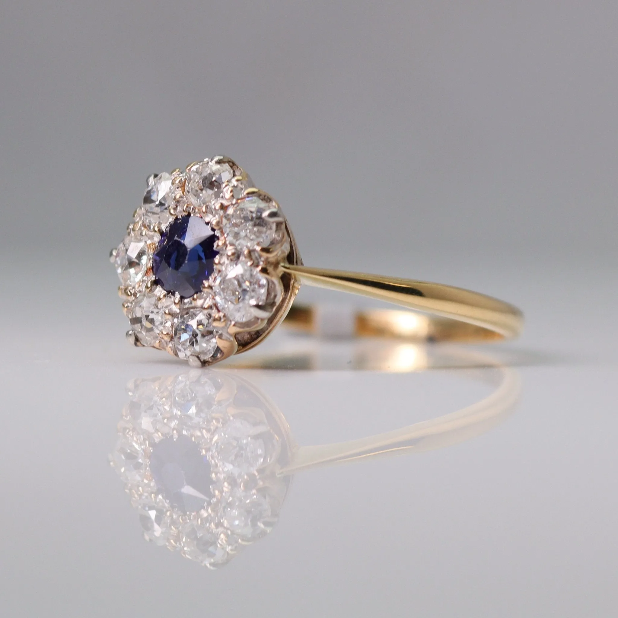 Art Deco Sapphire And Diamond Cluster Ring