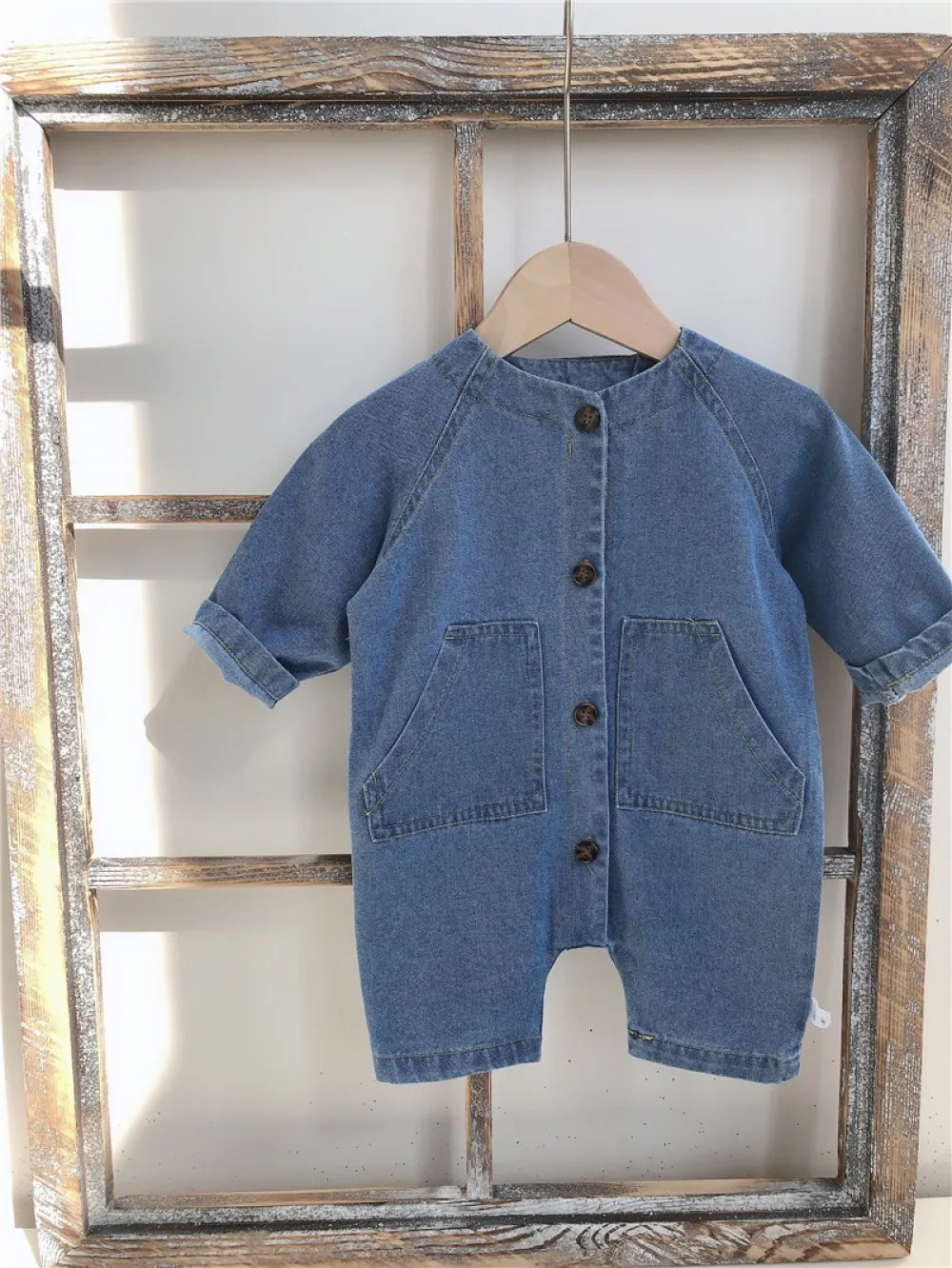 Baby Long Sleeve Spring and Autumn Denim Romper Wholesale Baby Clothes