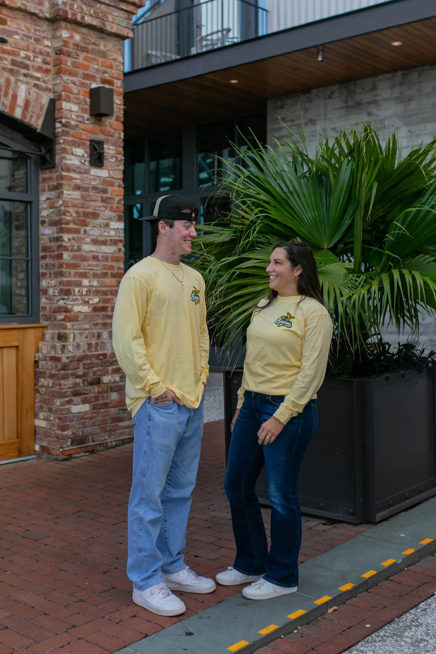 Bananas Long Sleeve Comfort Colors Tee - Yellow