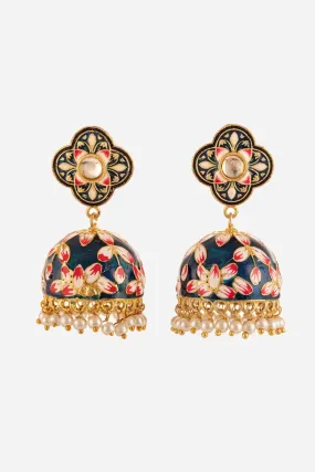 Blue Floral Enamelling Jhumki