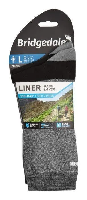 Bridgedale Coolmax Liner Socks Unisex Grey