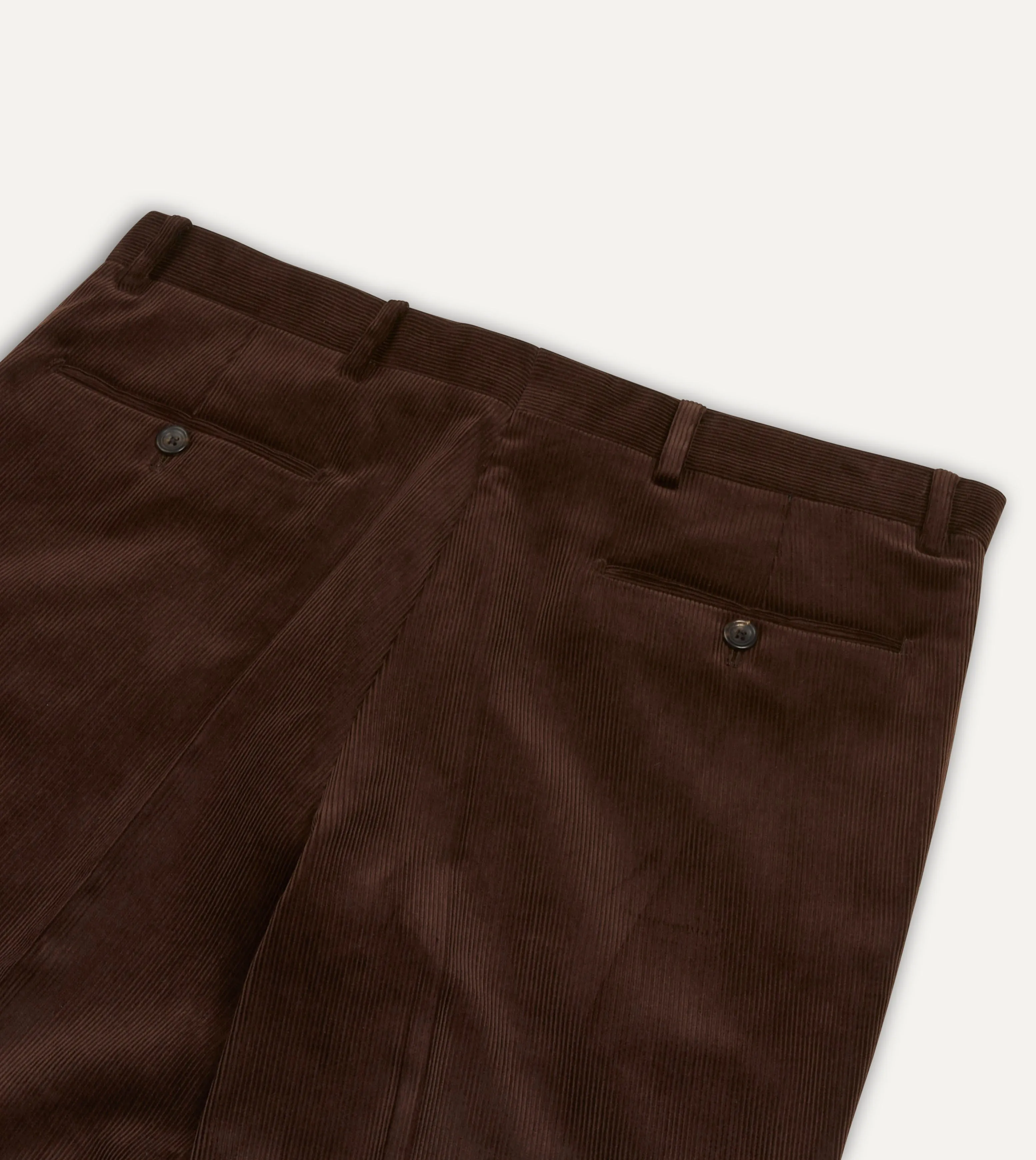 Brown Mid-Wale Corduroy Flat Front Trouser