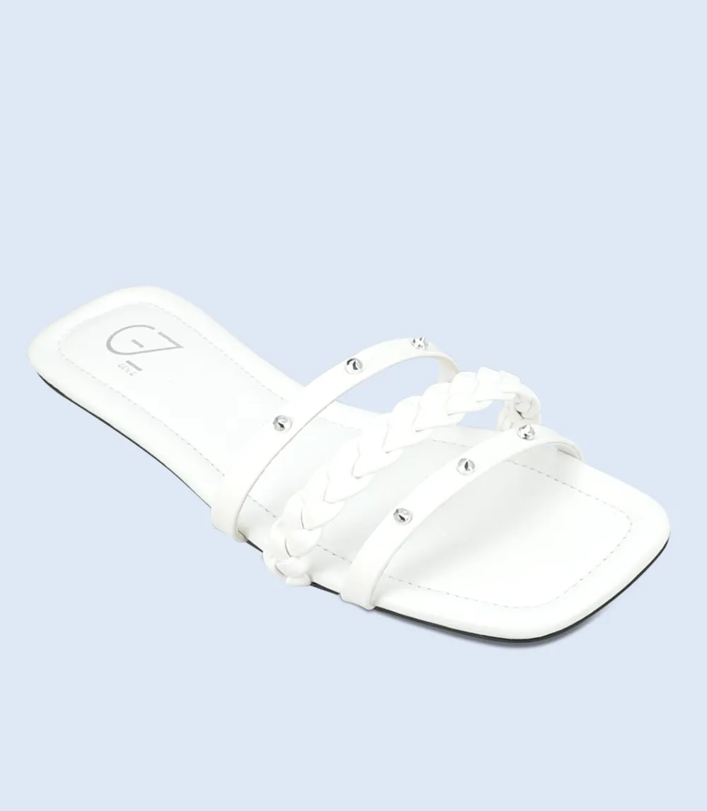 BW9473-WHITE-Women Slippers