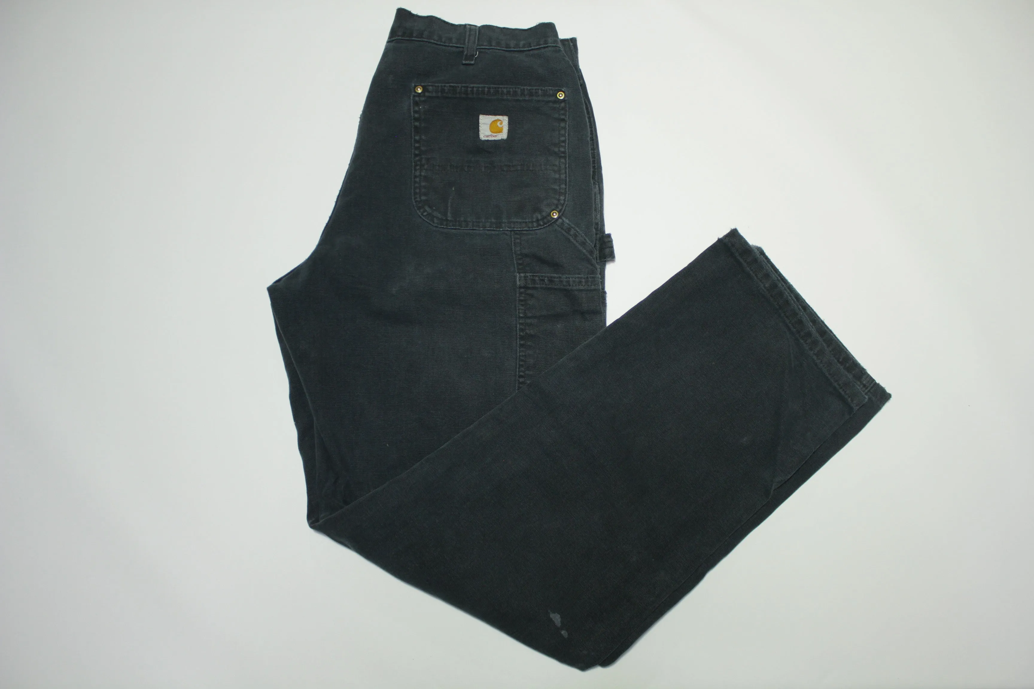 Carhartt B01 BLK Dungaree Fit Duck Wash Canvas Double Knee Front Work Construction Pants