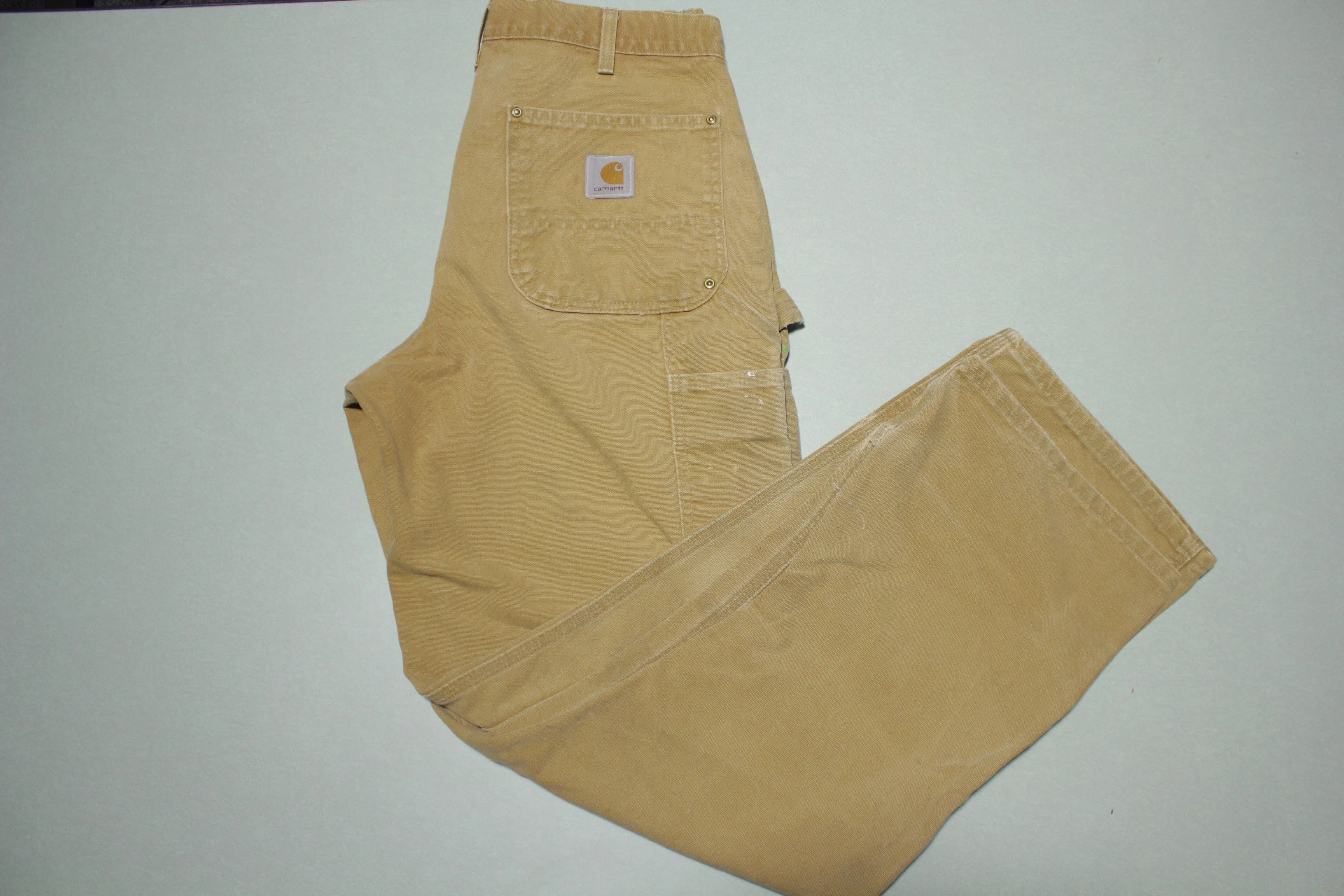 Carhartt B01 BRN Double Knee Washed Duck Work Pants Heavily Distressed USA Made