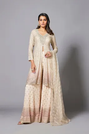 Champagne Ombre-Dyed Premium Georgette Silk Palazzo Set