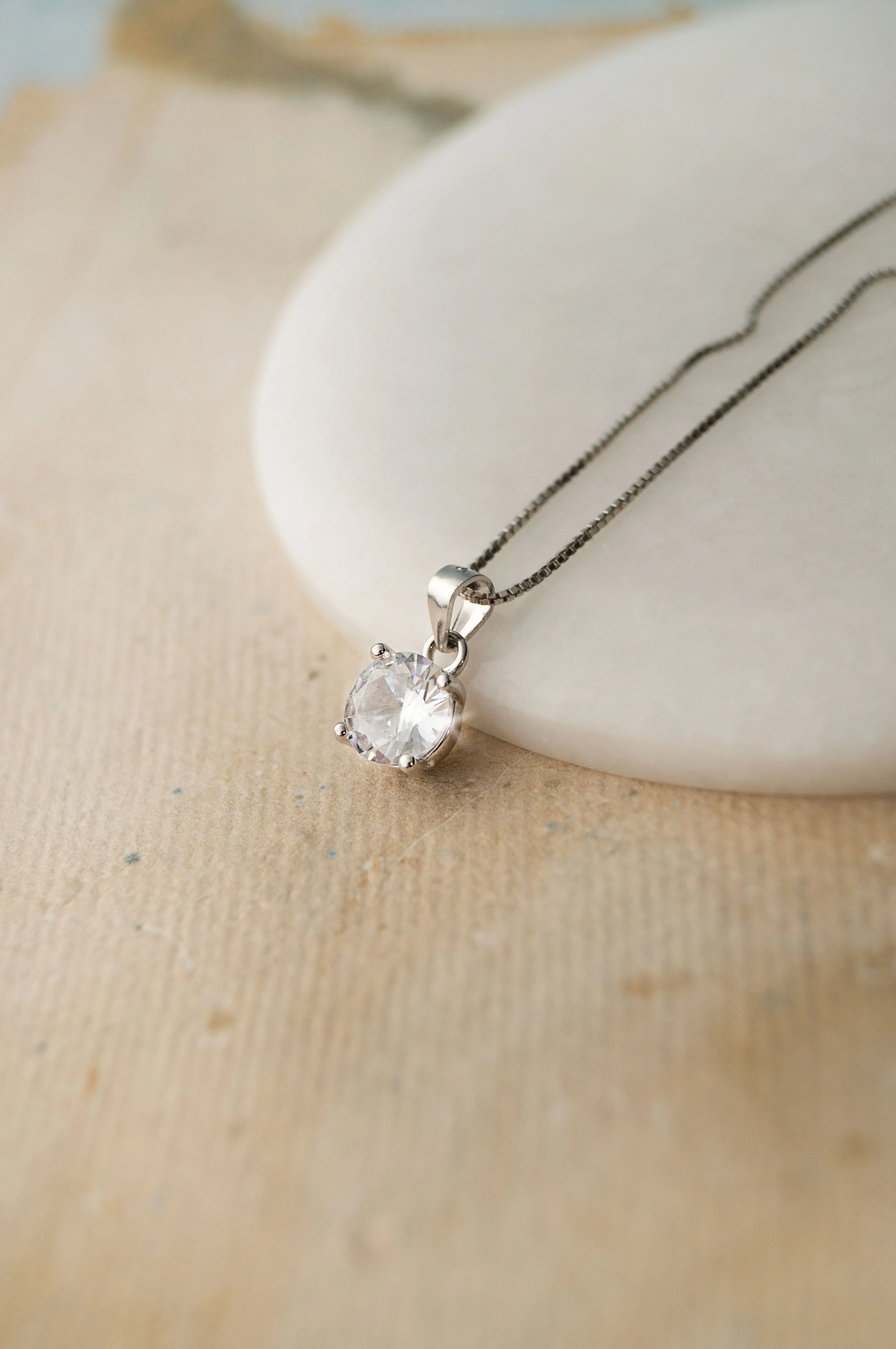 Classic Solitaire Sterling Silver Pendant