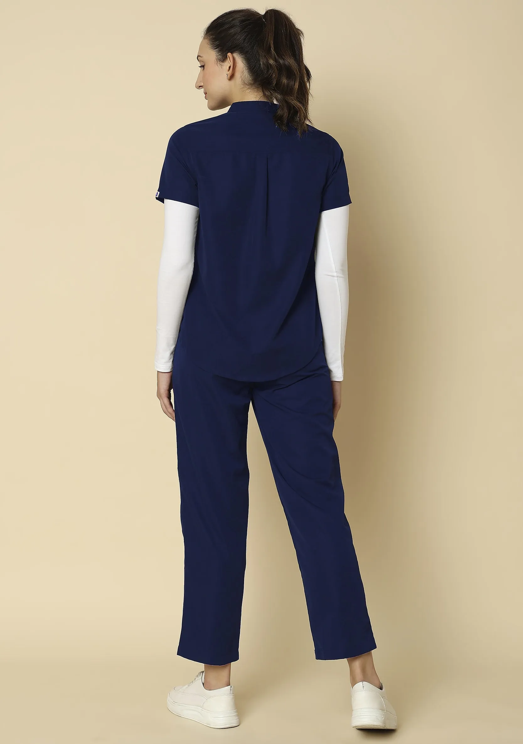 Classic Women's 5-Pocket Mandarin Collar (Navy) Scrub