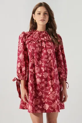 Cranberry Floral Ruffle Dress