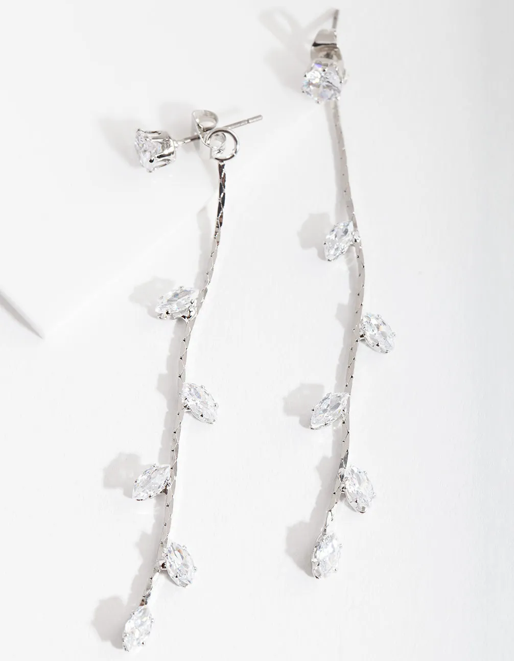 Cubic Zirconia Floral String Earrings