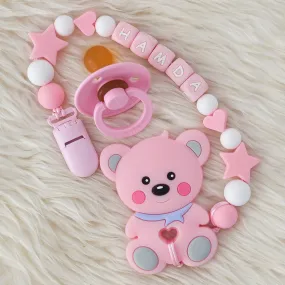 Cute Baby Bear Personalised Pacifier Clip