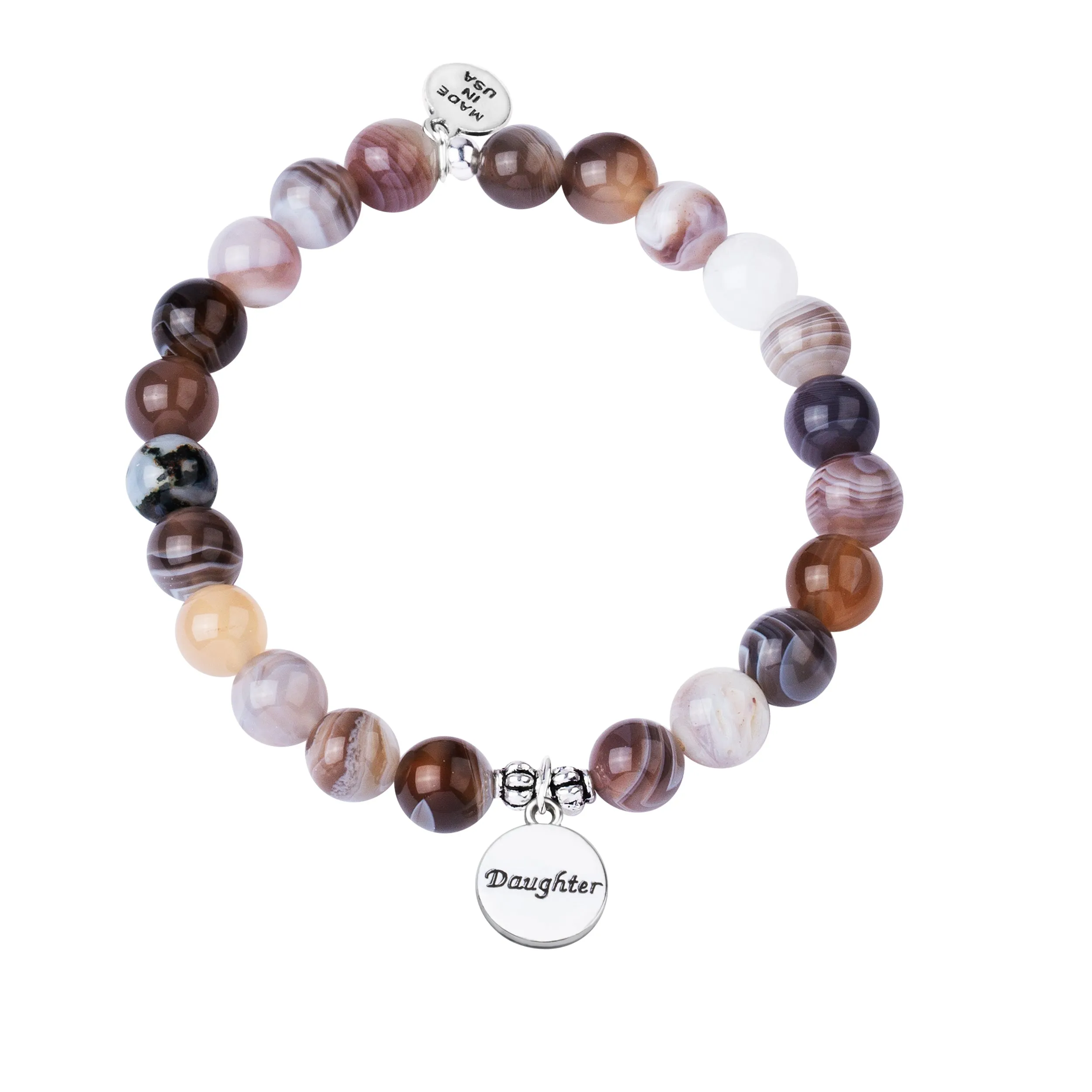 Daughter | Stone Beaded Charm Bracelet | Botswana