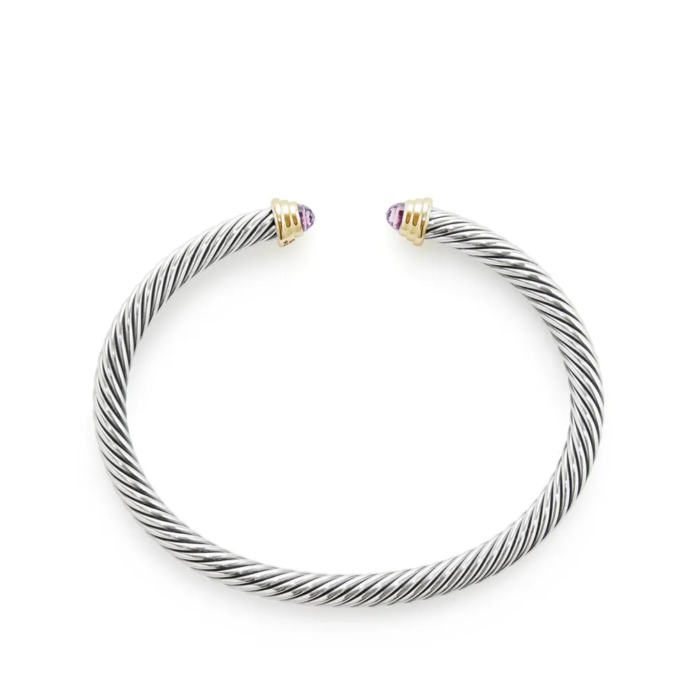 David Yurman Cable Collectibles Kids Birthstone Bracelet with Amethyst and 14K Gold, 4mm