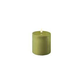 Deluxe LED Candle 10cm x 10cm - Olive Green