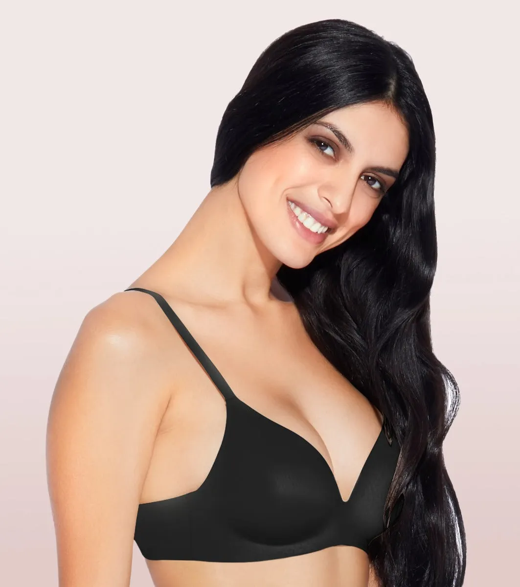 Enamor InvisiBra F084 Seamless Ultra Smoothening with Invisible Edges T-Shirt Bra - Padded Wirefree Medium Coverage - Black