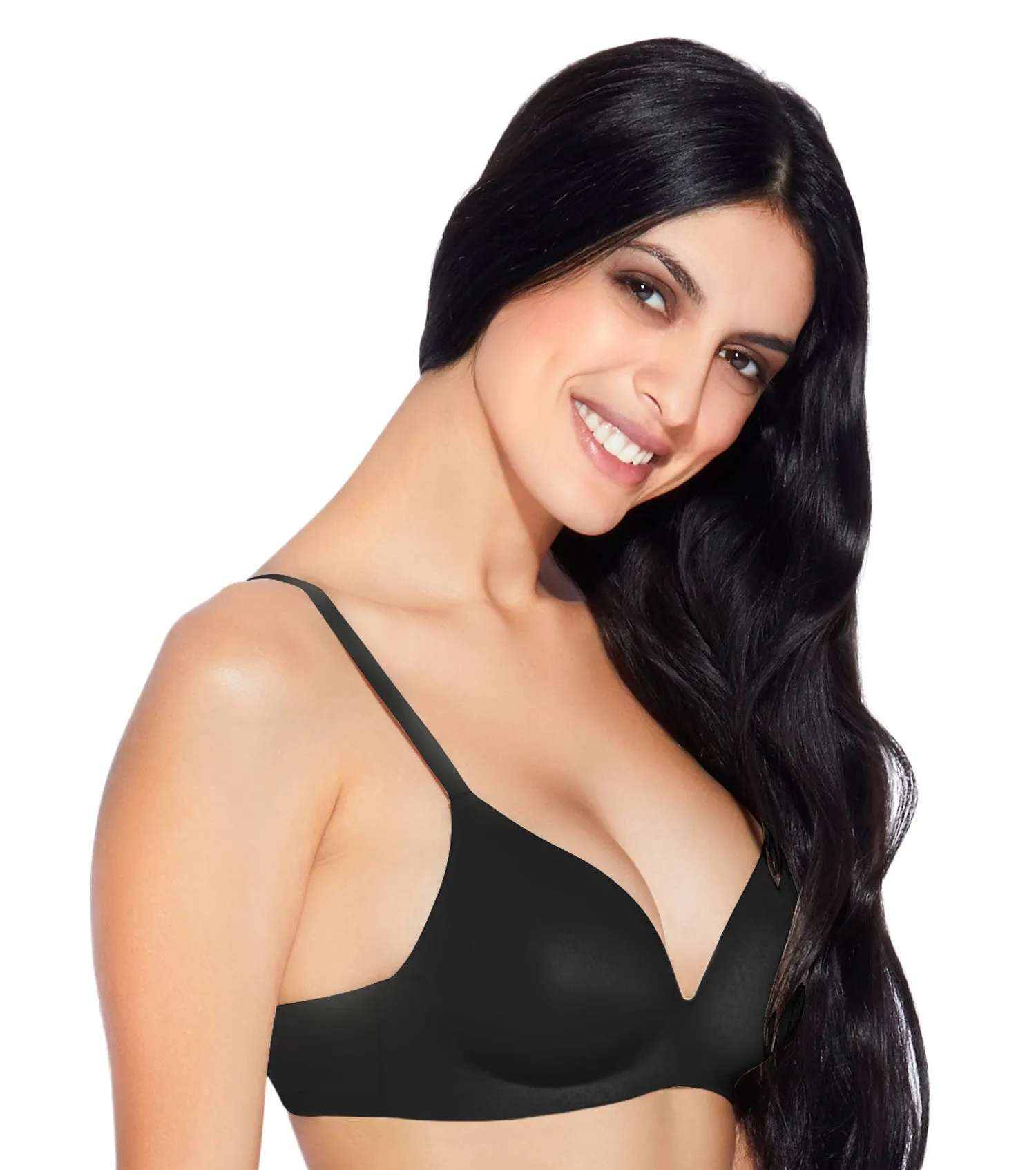 Enamor InvisiBra F084 Seamless Ultra Smoothening with Invisible Edges T-Shirt Bra - Padded Wirefree Medium Coverage - Black