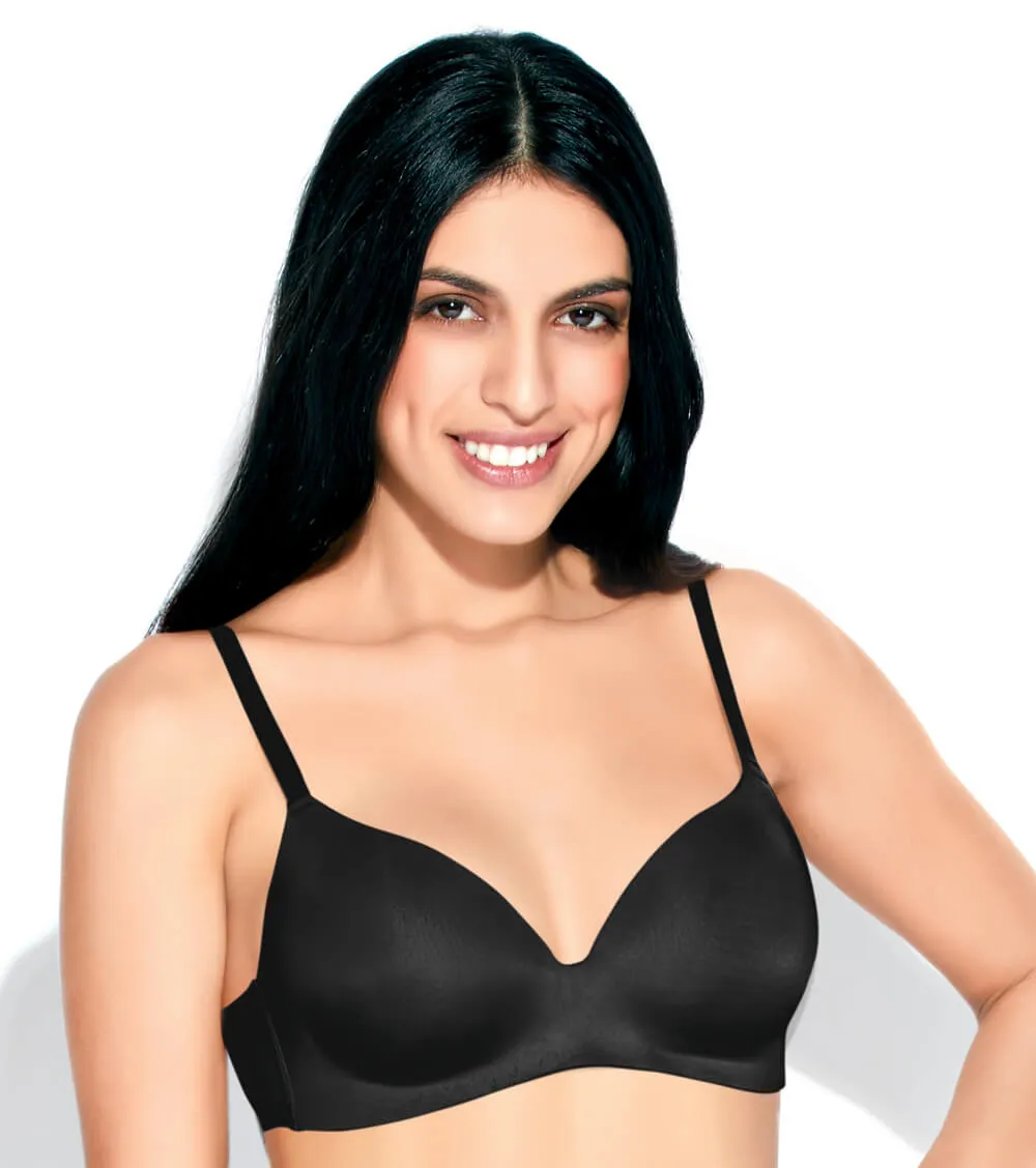 Enamor InvisiBra F084 Seamless Ultra Smoothening with Invisible Edges T-Shirt Bra - Padded Wirefree Medium Coverage - Black