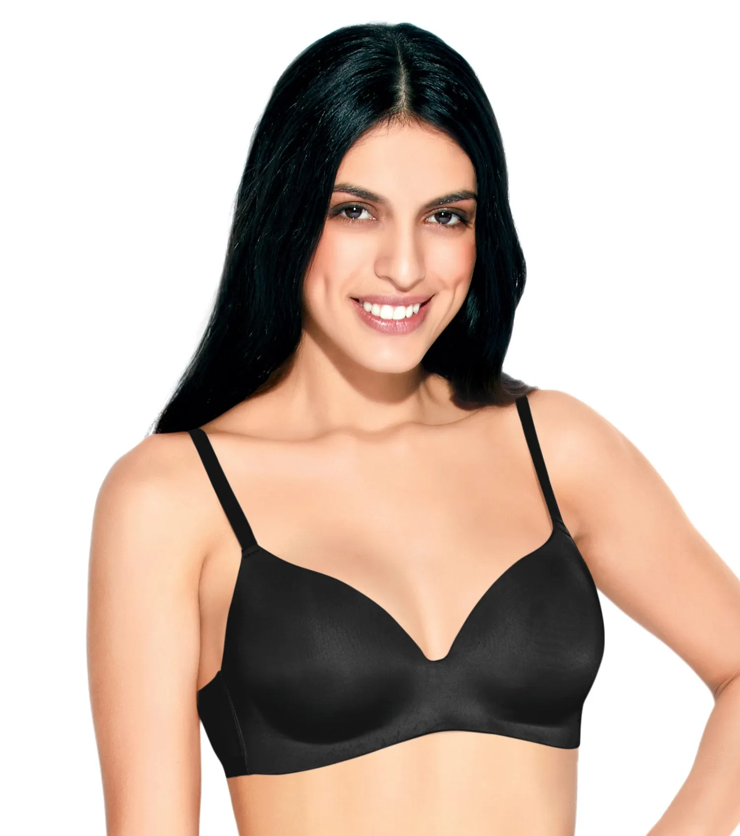 Enamor InvisiBra F084 Seamless Ultra Smoothening with Invisible Edges T-Shirt Bra - Padded Wirefree Medium Coverage - Black