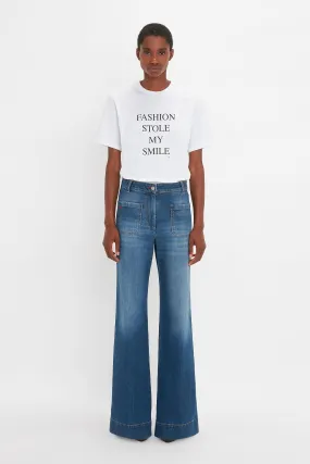 Fashion Stole My Smile Slogan T-Shirt In White