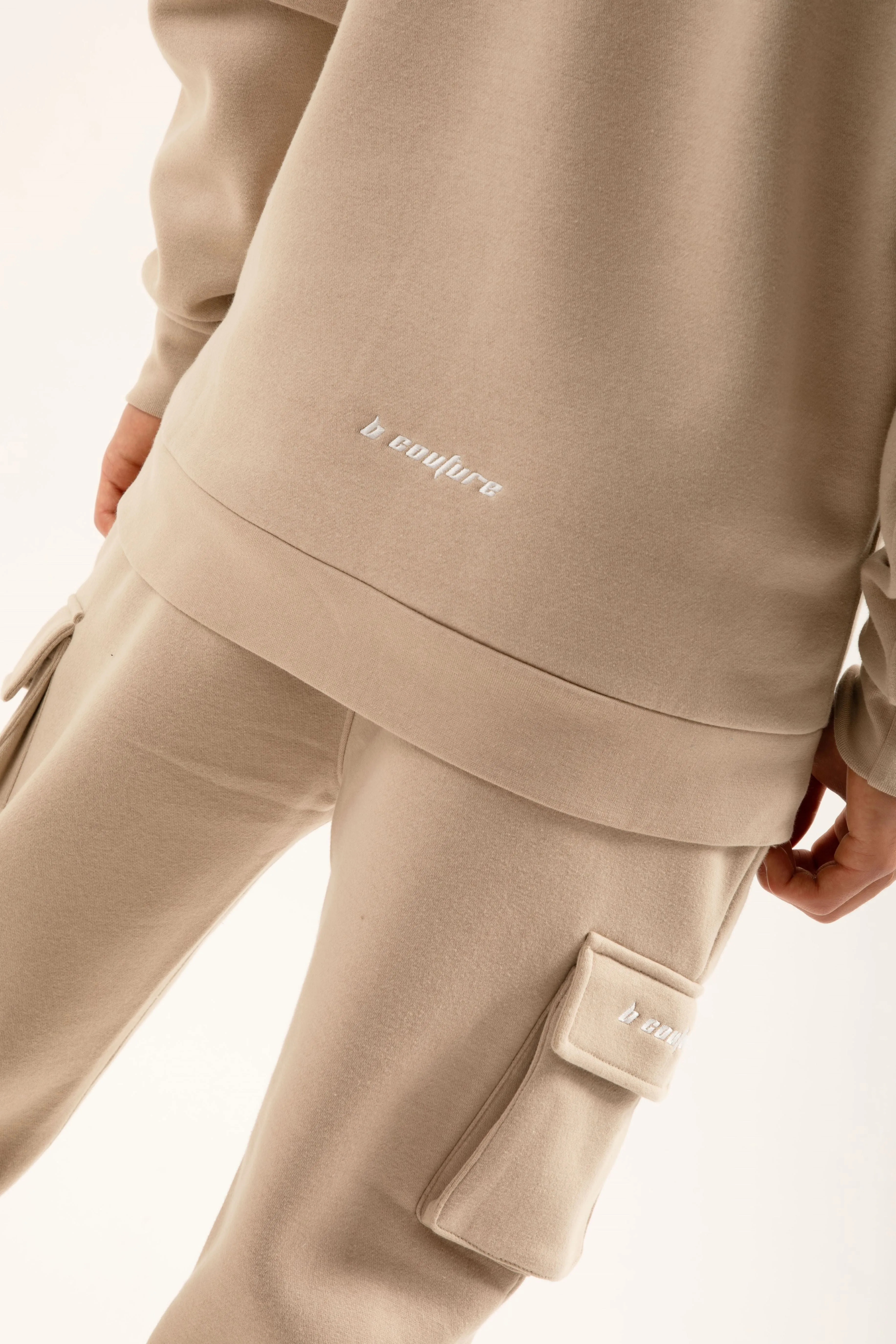 Field Place Cargo Fleece Tracksuit - Beige