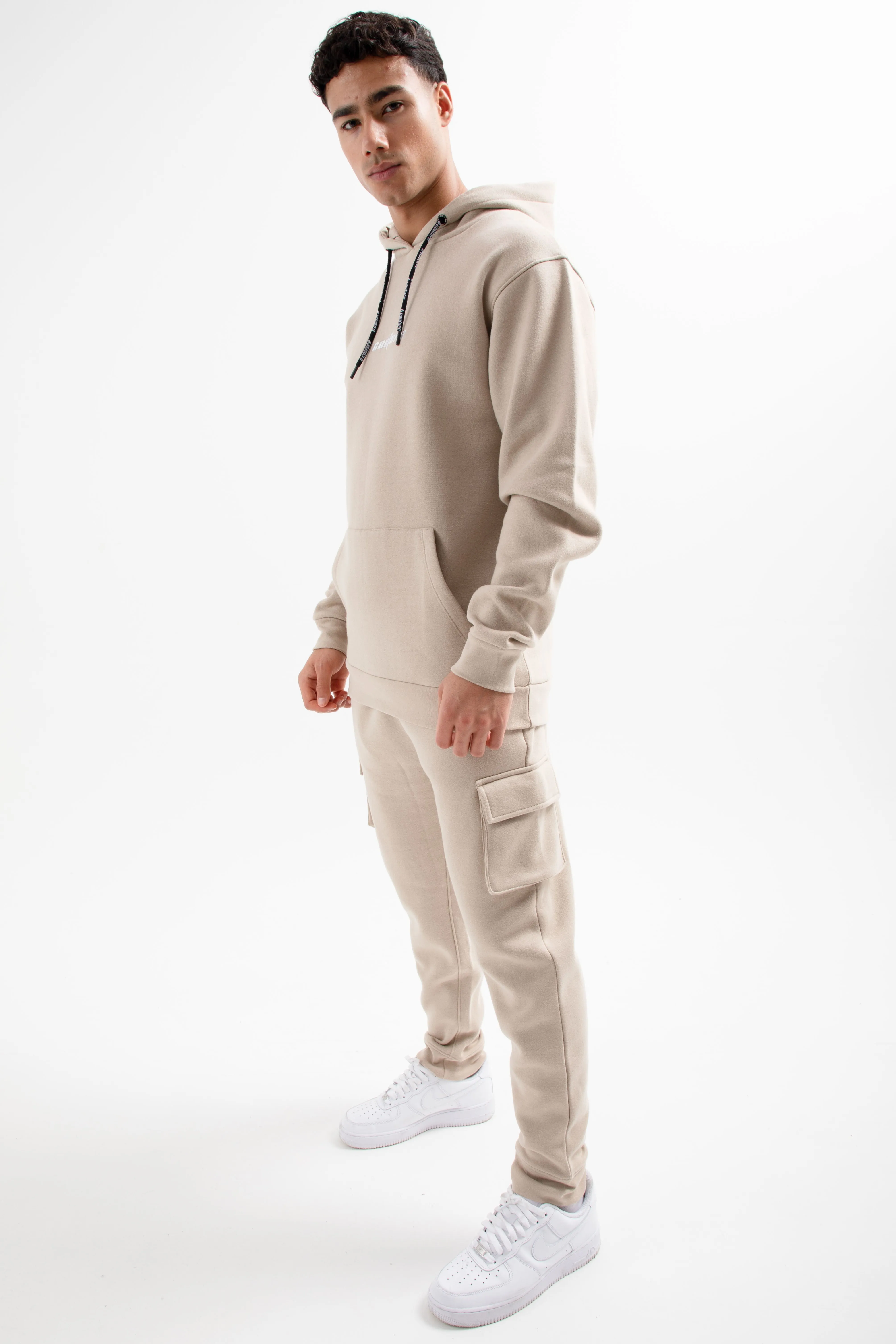 Field Place Cargo Fleece Tracksuit - Beige