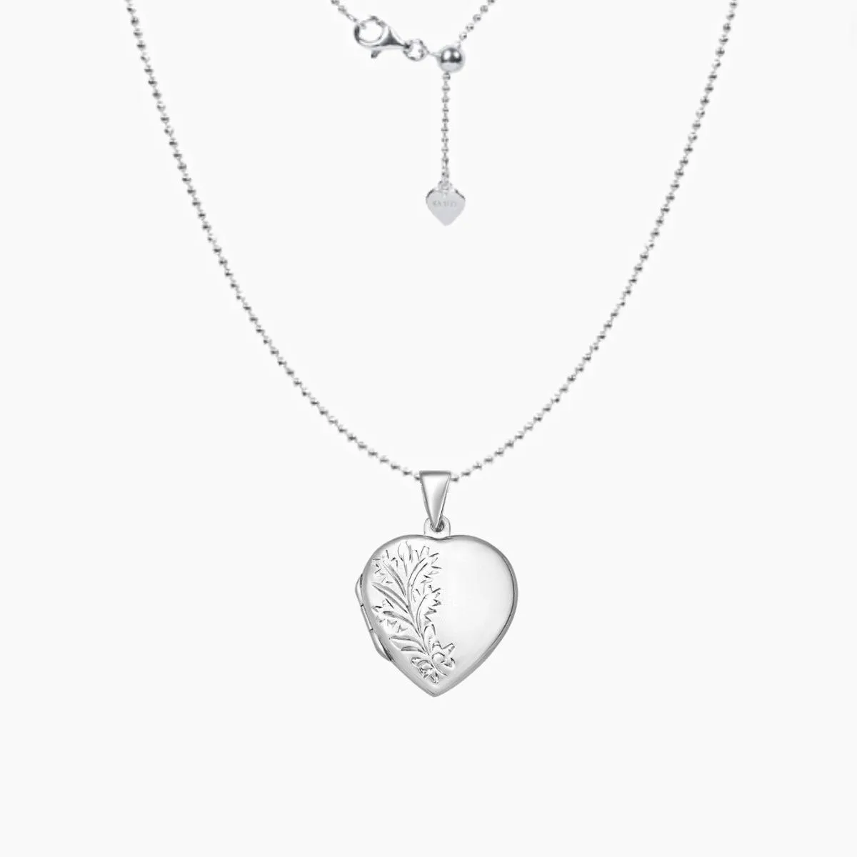 Floral Detail Sterling Silver Heart Locket