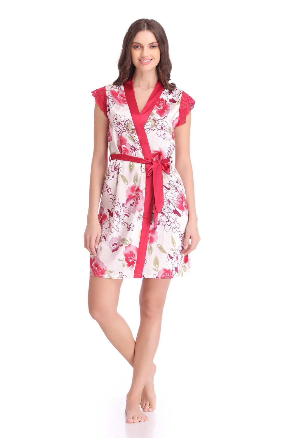 Floral Satin Nightgown set