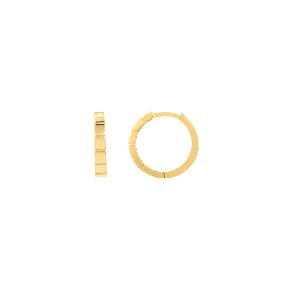 Fluted Huggie Earrings - Yellow Gold