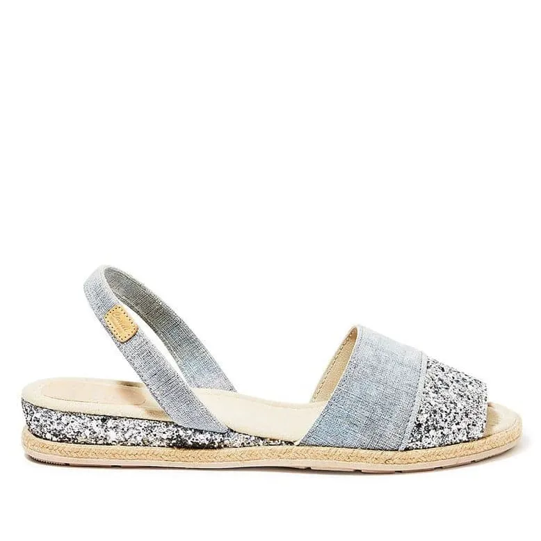 Glitter Cushioned Leather Menorcan Sandal For Women - Dora Cuna 1738